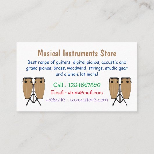 Bongo drum cartoon illustratie visitekaartje (Voorkant)