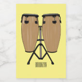 Bongo drum cartoon illustratie voedselcontainer etiket (Enkel label)