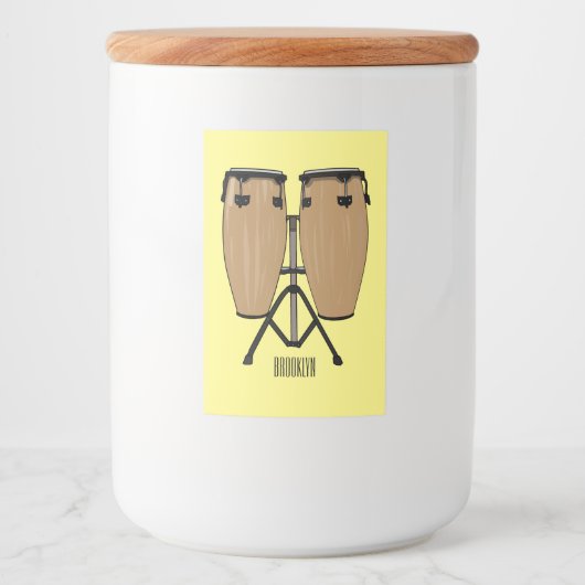 Bongo drum cartoon illustratie voedselcontainer etiket (Voorkant)