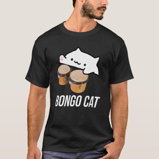 bongo kat meme t-shirt met een knuffel bongo kat (Voorkant)
