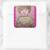 bongo vierkante sticker (Tas)