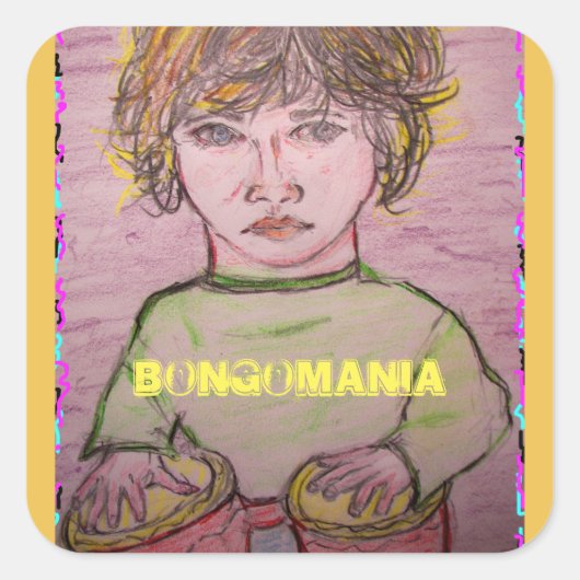 bongomanie vierkante sticker (Voorkant)