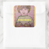 bongomanie vierkante sticker (Tas)