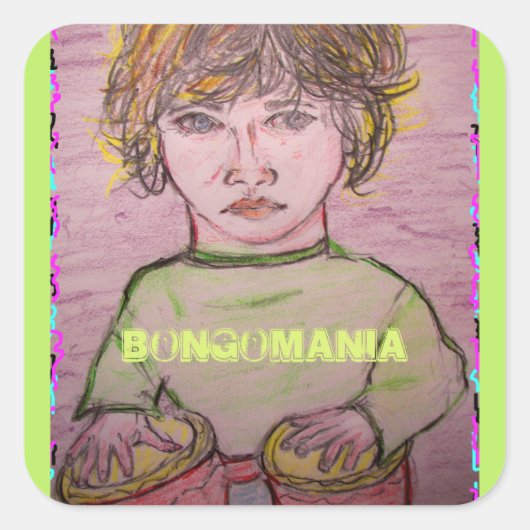 bongomanie vierkante sticker (Voorkant)