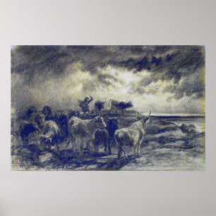 Bonheur - een koeienrijdend vee poster