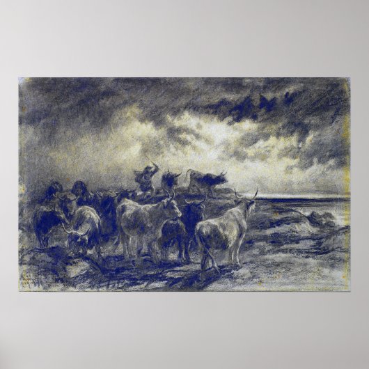 Bonheur - een koeienrijdend vee poster (Voorkant)