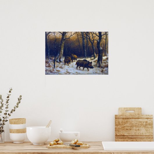 Bonheur - wilde beren in de sneeuw poster (Keuken)