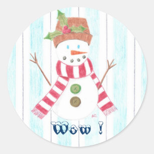 Bonhomme de neige (Wow!) beloning Ronde Sticker