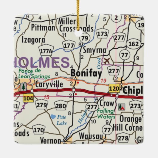 Bonifay Florida Map Keramisch Ornament (Achterkant)