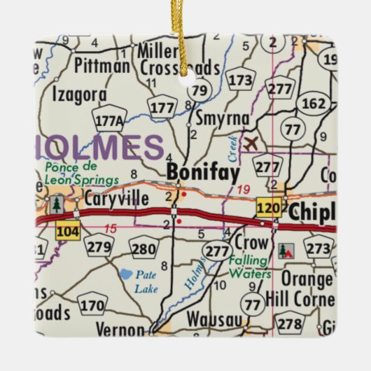 Bonifay Florida Map Keramisch Ornament (Voorkant)