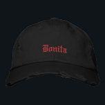 Bonita Black Oudengelse vrouwen Geborduurde Pet<br><div class="desc">Bonita Zwart Oudengels Vrouwen Geborduurd Honkbal Pet</div>