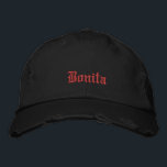 Bonita Black Oudengelse vrouwen Geborduurde Pet<br><div class="desc">Bonita Zwart Oudengels Vrouwen Geborduurd Honkbal Pet</div>