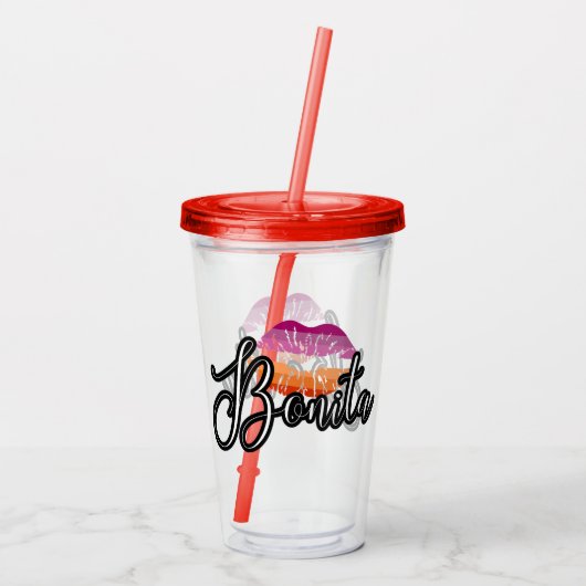 Bonita Lesbisch Kus Acryl Drinkbeker (Achterkant)