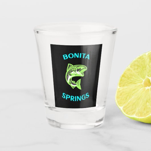 Bonita Springs Florida Geweldige visserij Shot Glas (Voorkant)