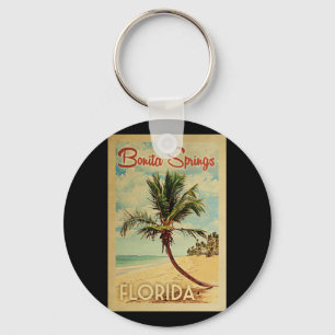 Bonita Springs Palm Tree Vintage Travel Sleutelhanger