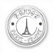 Bonjor Paris Frankrijk Reisstempel Sticker (Voorkant)