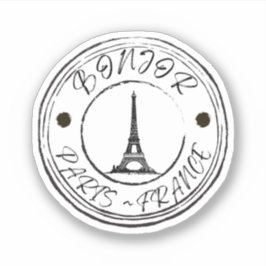 Bonjor Paris Frankrijk Reisstempel Sticker