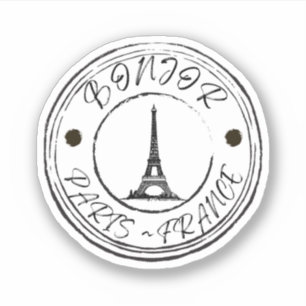 Bonjor Paris Frankrijk Reisstempel Sticker
