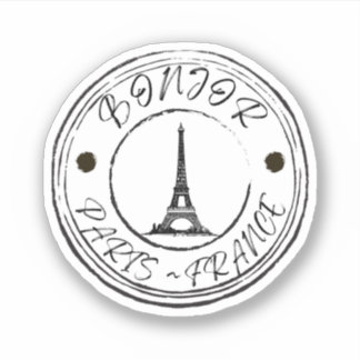 Bonjor Paris Frankrijk Reisstempel Sticker