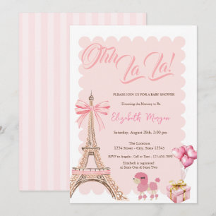 Bonjour Baby Eiffeltoren Strikte Strepen Baby Show Kaart