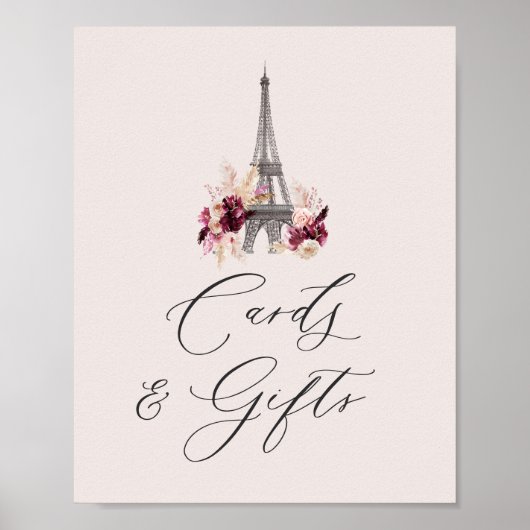Bonjour Bébé Baby Shower Cards & Gifts Sign Poster (Voorkant)