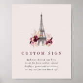 Bonjour Bébé Baby shower Custom Sign Sjabloon Poster (Voorkant)