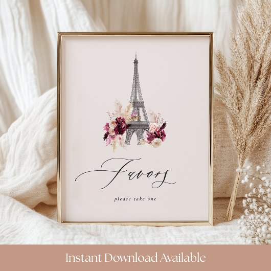 Bonjour Bébé Baby shower Favoriet Tafelteken Poster