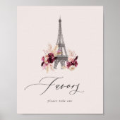 Bonjour Bébé Baby shower Favoriet Tafelteken Poster (Voorkant)