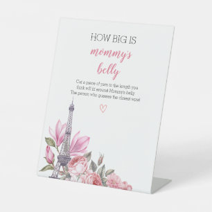Bonjour Bebe Baby shower Hoe groot is mama's buik Reclamebord Met Voetstuk