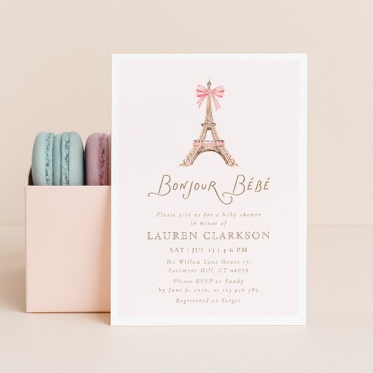 Bonjour Bebe Baby Shower Invitation Kaart
