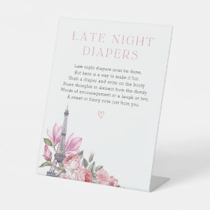 Bonjour Bebe Baby shower late night luiers teken Reclamebord Met Voetstuk