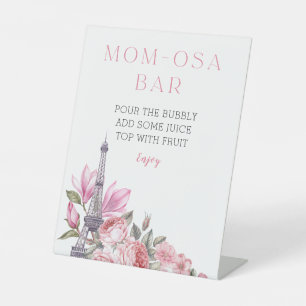Bonjour Bebe Baby shower Mom-osa Bar Sign Reclamebord Met Voetstuk