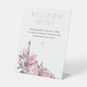 Bonjour Bebe | Baby shower Pacifier Hunt Sign Reclamebord Met Voetstuk (Voorkant)