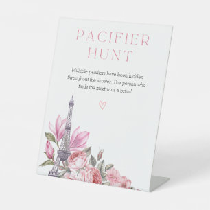Bonjour Bebe   Baby shower Pacifier Hunt Sign Reclamebord Met Voetstuk