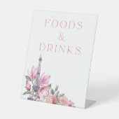 Bonjour Bebe | Baby shower voedsel en Drinken Teke Reclamebord Met Voetstuk (Voorkant)