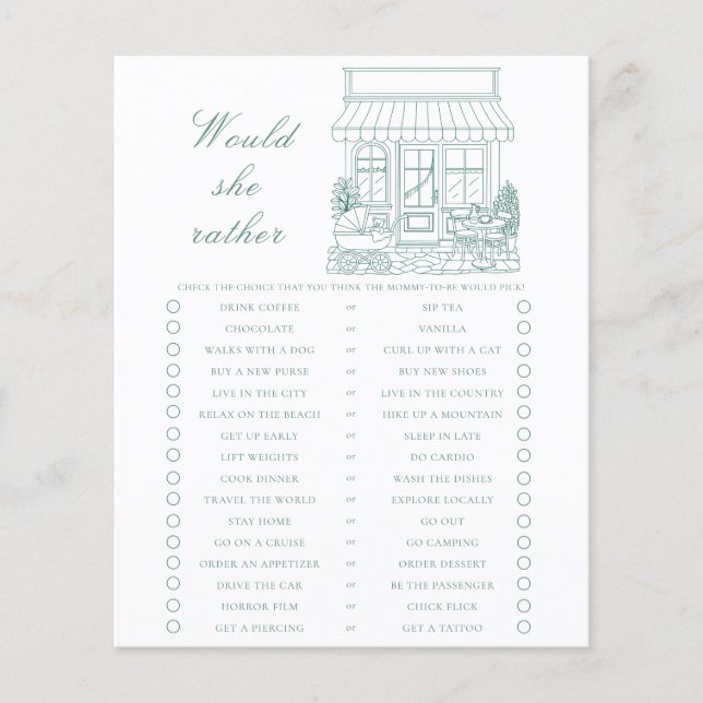 Bonjour Bebe Baby shower Would she rather (Voorkant)