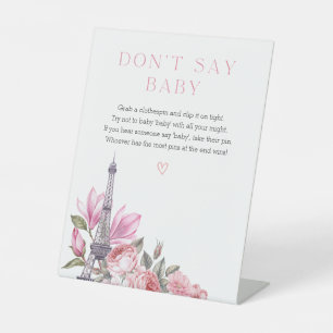 Bonjour Bebe   Baby shower Zeg geen Baby-teken Reclamebord Met Voetstuk