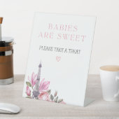 Bonjour Bebe | Baby's zijn een zoet Baby shower te Reclamebord Met Voetstuk (Insitu)