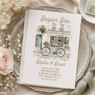 Bonjour Bebe Bloemrijke Franse Baby Shower Kaart