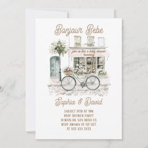 Bonjour Bebe Bloemrijke Franse Baby Shower  Kaart
