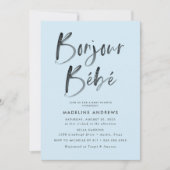 Bonjour Bebe Blue French Baby shower Kaart (Voorkant)