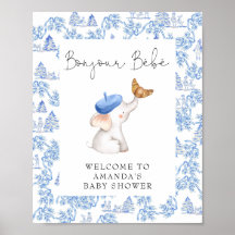 Bonjour Bebe Blue French Boy Welcome Baby shower