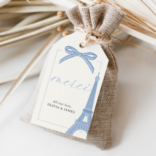 Bonjour Bébé Blue Paris Eiffel Baby shower Cadeaulabel