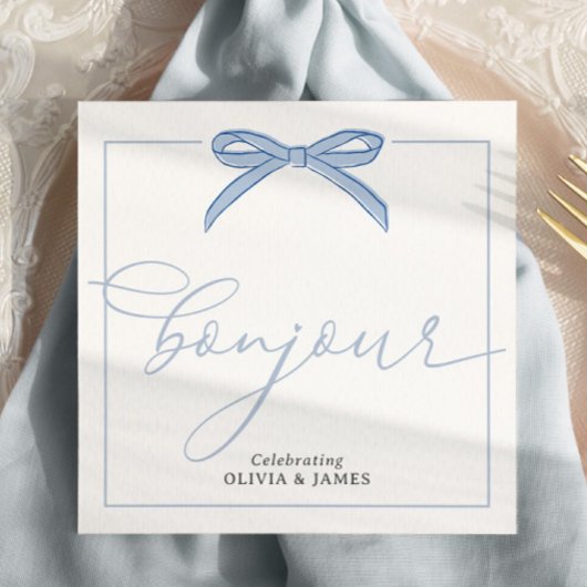 Bonjour Bébé Blue Paris Eiffeltoren Baby shower Servet