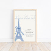 Bonjour Bébé Blue Paris Eiffeltoren Welkom bord Poster