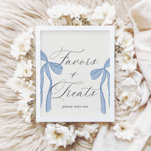 Bonjour Bébé Blue Paris Favors & Treats Sign Poster