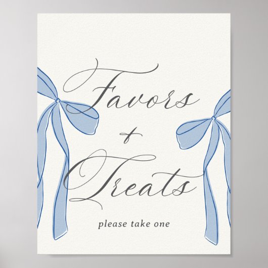 Bonjour Bébé Blue Paris Favors & Treats Sign Poster (Voorkant)