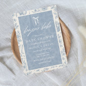 Bonjour Bebe Blue Toile French Boy Baby shower Kaart