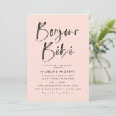 Bonjour Bebe Blush French Baby shower Kaart (Staand voorkant)