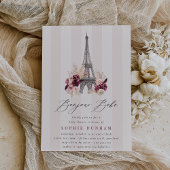 Bonjour Bébé Blush Stripe Paris Baby shower Kaart
